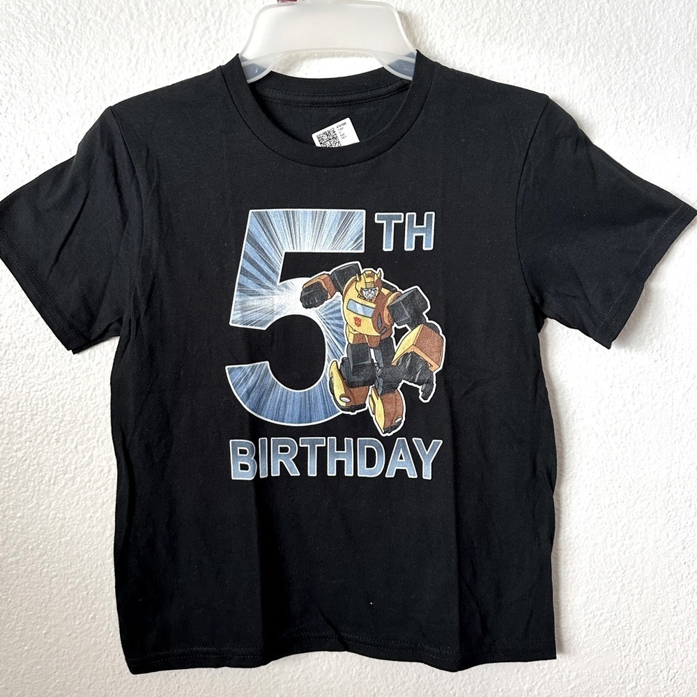 Boy Small Black “5Th birthday” TShirt “Iron Man” Brand New